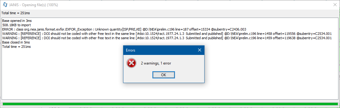 FileOpen errors warnings